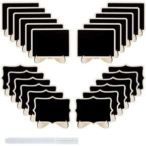 12 Pcs Mini Chalkboard Signs, Small Chalkboard Labels with Easel Stand, Wooden Blackboard for Table Numbers, Food Signs, Wedding Signs, Place Cards and Event Decoration, with 1 Liquid Chalk in Kuwait