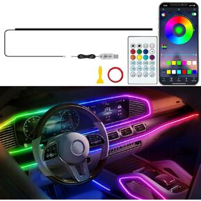 Interior Car LED Strip Lights, Acrylic LED Lights for Car with Dreamcolor Chasing, USB RGB Car Ambient Lighting Kits, Music Sync Dynamic Start Scan (43.3 inches) in Kuwait