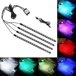 LED Strip Lights for Car App Control Led Lights car Interior with Charger Music Sync Under Dash Footwell Neon Lighting Kit w/USB Cable DC12V 72SMD