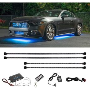 LEDGlow 4pc Million Color Multi-Color LED Underbody Underglow Accent Lighting Kit for Cars - 18 Solid Colors - 12 Unique Patterns - Music Mode - Water Resistant Tubes - Includes Control Box & Remote