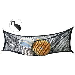 Premium Truck Bed Cargo Net Organizer 60" x 18" Envelope Style Trunk Mesh Storage Net with ABS Hooks Elastic Automotive Cargo Net for Pickup Truck Bed, Chevrolet Silverado, FT150, GMC