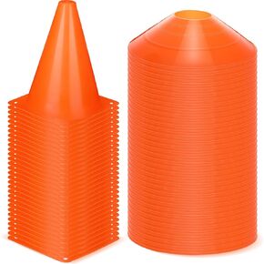 50 Pack Cones Sports Training Set, 30 Pcs 7 Inch Soccer Cones and 20 Pcs Disc Cones for Soccer Basketball Drills