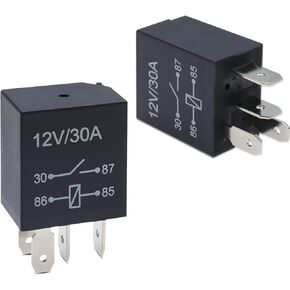 2 PCS Four-pin Automotive Relay, DC 12V 30A Flame-Retardant Housing Waterproof Starting Relay, Multi-Functional Motor Replacement Accessory, Universal for Cars (Black)