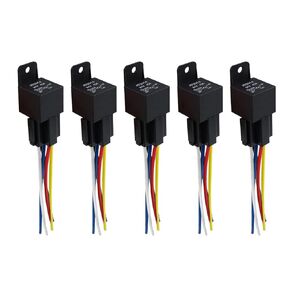 Relay 40/30AMP 24V DC 5 Pin Car Truck Van Motorcycle Boat Relay Socket SPDT with Pigtail 5 Pack
