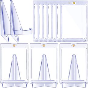 Chinco 20 Pieces Magnetic Card Holders Card Cares with 10 Packs Clear Acrylic Stands 35 Pt Clear Trading Cards Cases Protectors for Sports Card Baseball Card Basketball Card Trading and Display