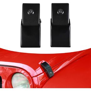 JeCar Steel Hood Latches Compatible with Jeep Wrangler 2007-2023 JK JKU JL JLU Gladiator JT Rubicon Sahara X Off Road Sport Exterior Accessories (Black 1 Pair)