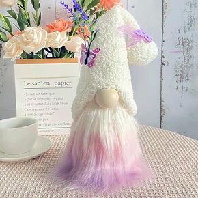 Lavender Purple Gnomes Decorations for Home Spring Gnomes Summer Gnome Tiered Tray Decor for Kitchen Butterfly Gnomes Plush Lavender Decor Stuffed Gnomes Gnomes Gifts for Women