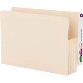 Smead End Tab File Pocket, Reinforced Straight-Cut Tab, 3-1/2" Expansion, Manila Gusset, Legal Size, Manila, 25 per Box (76124)