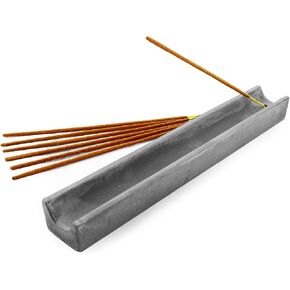 حامل بخور مستطيل من الأسمنت باللون الرمادي - مبخرة حديثة ذات حجم قياسي قياسي - عصي البخور غير متضمنة in Kuwait