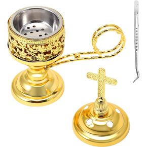 Yawlsow Incense Burner, Frankincense Charcoal Incense Stand, Bakhoor Incense Burner Holder, Ideal for Aromatherapy, Yoga and Spa, Home and Christian Church Censer, (Gold*2) in Saudi Arabia