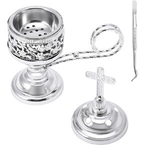 Incense Burner, Frankincense Charcoal Incense Stand, Bakhoor Incense Burner Holder, Ideal for Aromatherapy, Yoga and Spa, Home and Christian Church Censer, (Gold)