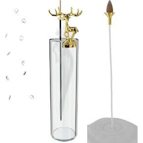 حامل بخور غزال مذهّب، تثبيت بالغراء النانوي قابل لإعادة الاستخدام، صائد زجاجي مضاد للرماد للعصي والمخاريط بدون فوضى، مثالي لليوجا وغرفة السبا والديكور والتأمل in Kuwait