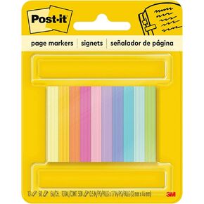 Post-it Page Markers, Assorted Bright Colors, 1/2 in x 2 in, 50 Markers/Pad, 10 Pads/Pack (670-10AB)