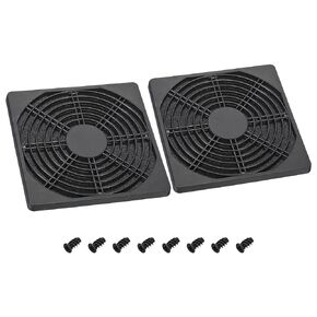 PATIKIL 150mm Cooling Fan Filter with Screw, 2 Pack ABS Ventilator Grill Protector Guard for Fan Protective Cover DIY, Black