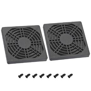 PATIKIL 80mm Cooling Fan Filter with Screw, 2 Pack ABS Ventilator Grill Protector Guard for Fan Protective Cover DIY, Black