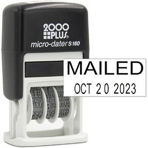 Mark 2000 Self-Inking Rubber Date Office Stamp with Mailed Phrase Blue Ink & Date RED Ink (Handy-Dater S160), 12-Year Band