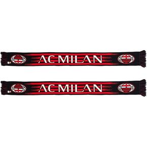 AC Milan Official Scarf, Horizontal Gradient Lines Graphics and Written, English Tubular Processing, Acrylic, Black, Red, One Size