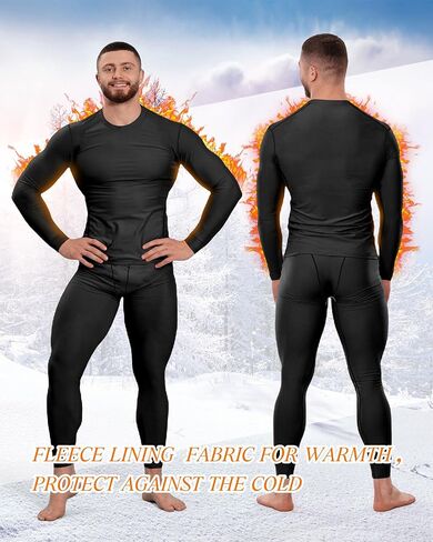 Hicarer 4 Pack Men's Thermal Compression Shirts Long Sleeve Fleece Lined Dry Fit Tops Athletic Base Layer for Winter Skiing in Saudi Arabia