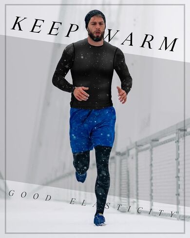 Hicarer 4 Pack Men's Thermal Compression Shirts Long Sleeve Fleece Lined Dry Fit Tops Athletic Base Layer for Winter Skiing in Saudi Arabia