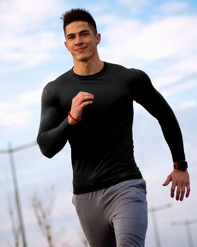 Hicarer 4 Pack Men's Thermal Compression Shirts Long Sleeve Fleece Lined Dry Fit Tops Athletic Base Layer for Winter Skiing in Saudi Arabia