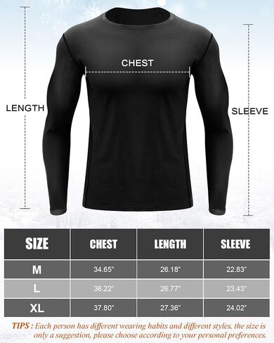 Hicarer 4 Pack Men's Thermal Compression Shirts Long Sleeve Fleece Lined Dry Fit Tops Athletic Base Layer for Winter Skiing in Saudi Arabia