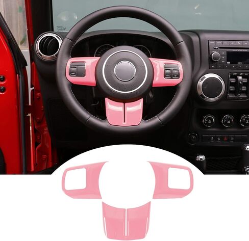 JeCar Interior Steering Wheel Decoration Trim Kits For Jeep Wrangler 2011-2017 JK Unlimited Patriot Compass & Grand Cherokee 2011-2013 (Carbon fiber texture) in Saudi Arabia