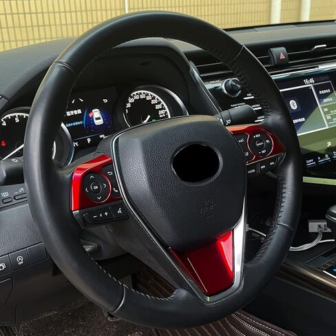 3PCS ABS Red Steering Wheel Button Cover Sticker Interior Decoration Sticker Accessories Trim for Toyota Camry 2018 2019 2020 2021 2022 2023 2024,for Toyota Avolon 2019 2020 2021 2022 in Kuwait