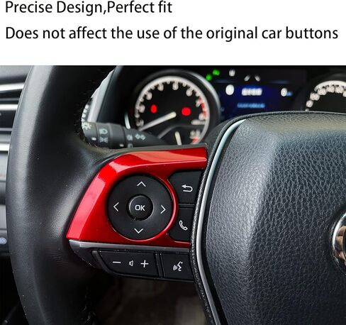 3PCS ABS Red Steering Wheel Button Cover Sticker Interior Decoration Sticker Accessories Trim for Toyota Camry 2018 2019 2020 2021 2022 2023 2024,for Toyota Avolon 2019 2020 2021 2022 in Kuwait