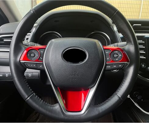3PCS ABS Red Steering Wheel Button Cover Sticker Interior Decoration Sticker Accessories Trim for Toyota Camry 2018 2019 2020 2021 2022 2023 2024,for Toyota Avolon 2019 2020 2021 2022 in Kuwait