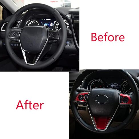 3PCS ABS Red Steering Wheel Button Cover Sticker Interior Decoration Sticker Accessories Trim for Toyota Camry 2018 2019 2020 2021 2022 2023 2024,for Toyota Avolon 2019 2020 2021 2022 in Kuwait