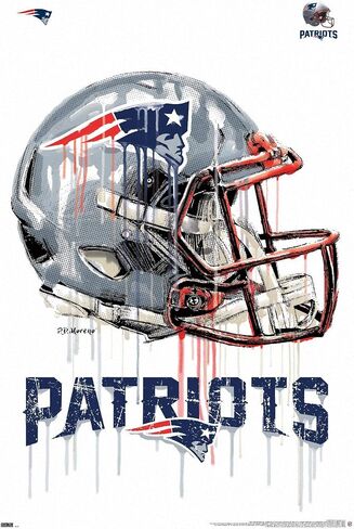 Trends International NFL New England Patriots - Drip Helmet 20 Wall Poster, 14.725" x 22.375", Barnwood Framed Version in Saudi Arabia