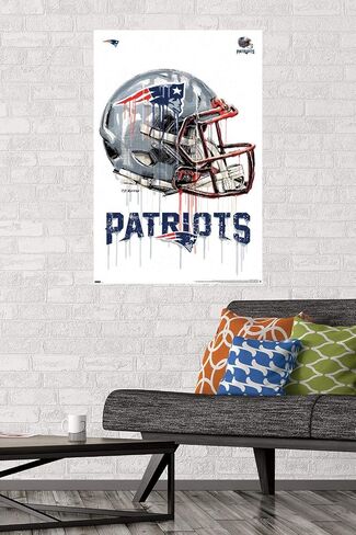 Trends International NFL New England Patriots - Drip Helmet 20 Wall Poster, 14.725" x 22.375", Barnwood Framed Version in Saudi Arabia