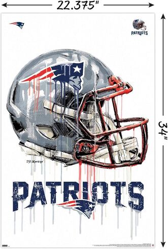 Trends International NFL New England Patriots - Drip Helmet 20 Wall Poster, 14.725" x 22.375", Barnwood Framed Version in Saudi Arabia