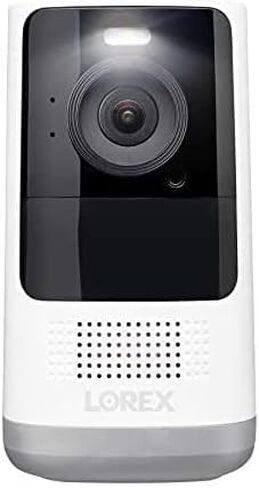 Lorex Home Hub سعة 32 جيجابايت مع أربع كاميرات مراقبة داخلية وخارجية قابلة لإعادة الشحن تعمل ببطارية 2K، باللون الأبيض - متوافق مع المنزل الذكي، مستشعر صور بدقة 4 ميجابكسل، اكتشاف الإنسان، رؤية ليلية ملونة in Saudi Arabia