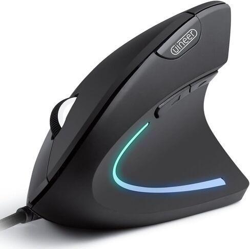 Ergonomic Optical USB Wired Vertical Mouse, 4 Adjustable DPI, 6 Buttons Gaming Mouse 1.5M Cable Computer Mouse for Laptop, Desktop, PC (Black) in Kuwait