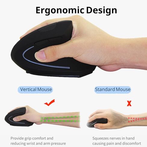 Ergonomic Optical USB Wired Vertical Mouse, 4 Adjustable DPI, 6 Buttons Gaming Mouse 1.5M Cable Computer Mouse for Laptop, Desktop, PC (Black) in Kuwait