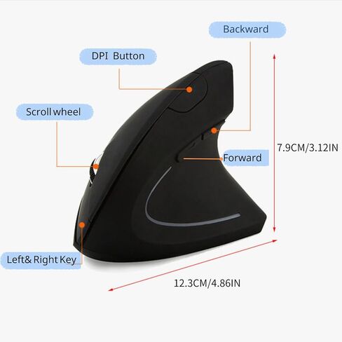 Ergonomic Optical USB Wired Vertical Mouse, 4 Adjustable DPI, 6 Buttons Gaming Mouse 1.5M Cable Computer Mouse for Laptop, Desktop, PC (Black) in Kuwait