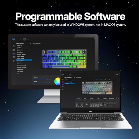 EPOMAKER x Aula F75 Gasket Mechanical Keyboard, 75% Wireless Hot Swappable Gaming Keyboard with Five-Layer Padding&Knob, Bluetooth/2.4GHz/USB-C, RGB (Sea Salt Blue, Crescent Switch) in Saudi Arabia