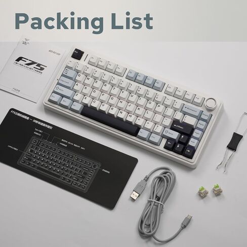 EPOMAKER x Aula F75 Gasket Mechanical Keyboard, 75% Wireless Hot Swappable Gaming Keyboard with Five-Layer Padding&Knob, Bluetooth/2.4GHz/USB-C, RGB (Sea Salt Blue, Crescent Switch) in Saudi Arabia