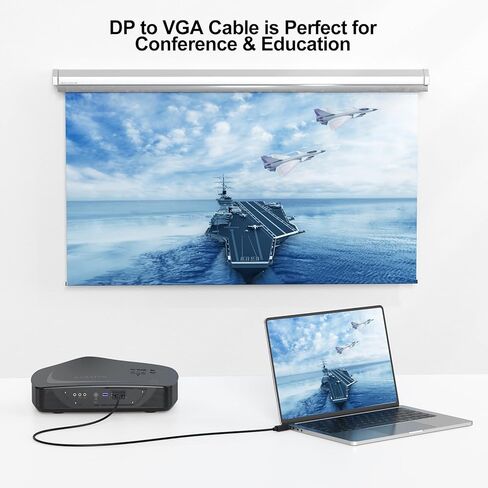 كابل DisplayPort إلى VGA بطول 3 أقدام، سلك محول Display-Port DP إلى VGA ذكر مطلي بالذهب متوافق مع Dell وHP Lenovo وASUS والمزيد - أسود in Kuwait