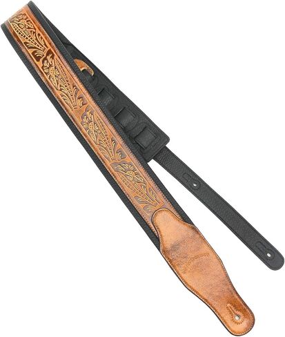 حزام جيتار Walker & Williams GB-104 Latigo Tan مبطن بنمط البلوط الحي للقيثارات الصوتية والكهربائية والباس in Saudi Arabia