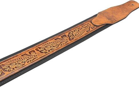 حزام جيتار Walker & Williams GB-104 Latigo Tan مبطن بنمط البلوط الحي للقيثارات الصوتية والكهربائية والباس in Saudi Arabia