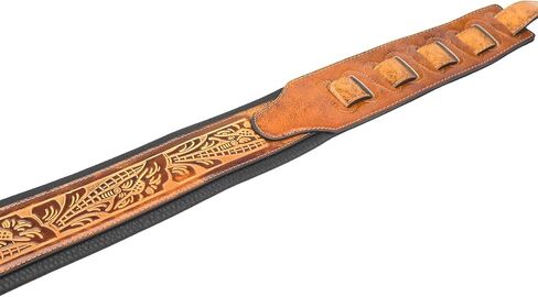 حزام جيتار Walker & Williams GB-104 Latigo Tan مبطن بنمط البلوط الحي للقيثارات الصوتية والكهربائية والباس in Saudi Arabia