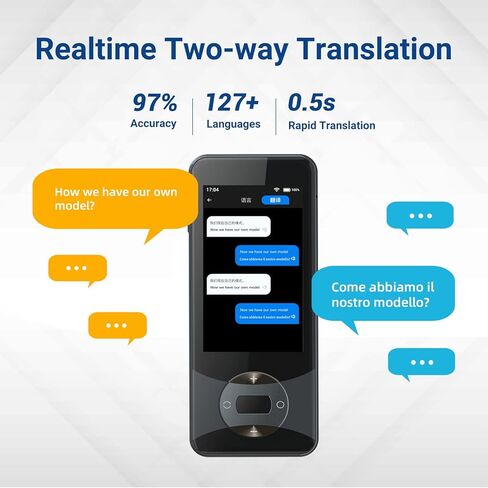Voice Translator Device Real Time Two-Way 127 Languages with AI Language Translator Voice & Text & Photo & Offline Translation WiFi Hotspot Connection HD 3.0' Screen in Kuwait