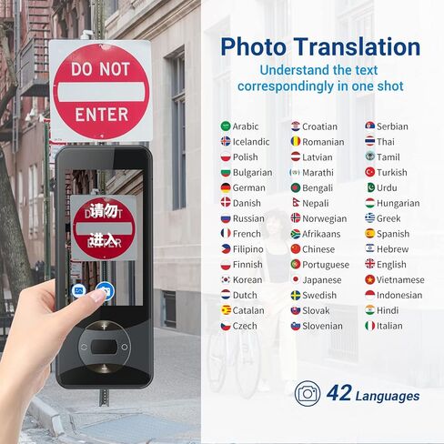 Voice Translator Device Real Time Two-Way 127 Languages with AI Language Translator Voice & Text & Photo & Offline Translation WiFi Hotspot Connection HD 3.0' Screen in Kuwait