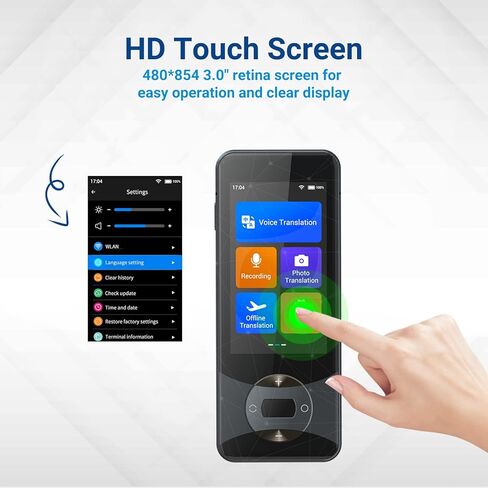 Voice Translator Device Real Time Two-Way 127 Languages with AI Language Translator Voice & Text & Photo & Offline Translation WiFi Hotspot Connection HD 3.0' Screen in Kuwait
