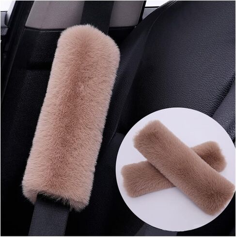 2PCS Fluffy Car Seatbelt Covers - Soft&Comfortable Plush Seat Belt Cushion Protects Shoulder - Universal Seat Belt Covers for Adults or Children Fits Car Truck SUV Van RV (Black/2pcs) in Saudi Arabia