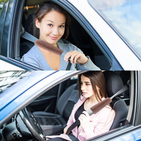 2PCS Fluffy Car Seatbelt Covers - Soft&Comfortable Plush Seat Belt Cushion Protects Shoulder - Universal Seat Belt Covers for Adults or Children Fits Car Truck SUV Van RV (Black/2pcs) in Saudi Arabia