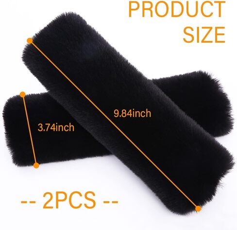 2PCS Fluffy Car Seatbelt Covers - Soft&Comfortable Plush Seat Belt Cushion Protects Shoulder - Universal Seat Belt Covers for Adults or Children Fits Car Truck SUV Van RV (Black/2pcs) in Saudi Arabia
