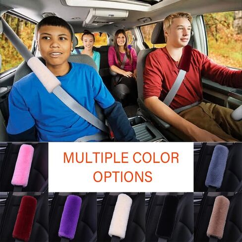 2PCS Fluffy Car Seatbelt Covers - Soft&Comfortable Plush Seat Belt Cushion Protects Shoulder - Universal Seat Belt Covers for Adults or Children Fits Car Truck SUV Van RV (Black/2pcs) in Saudi Arabia